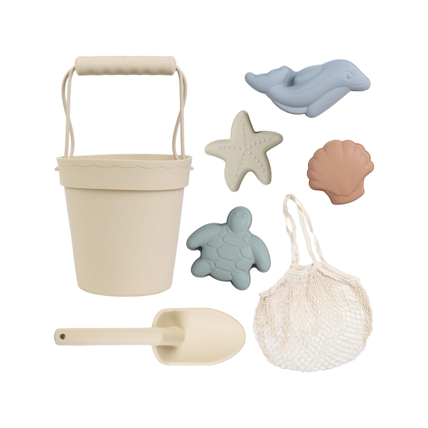 Beach Set | Bucket, Shovel, 4 Sand Molds, Bag